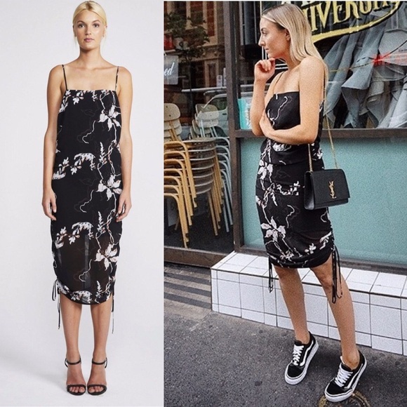 Shona Joy Dresses & Skirts - SHONA JOY Ruched Slip Dress In Shadows Black